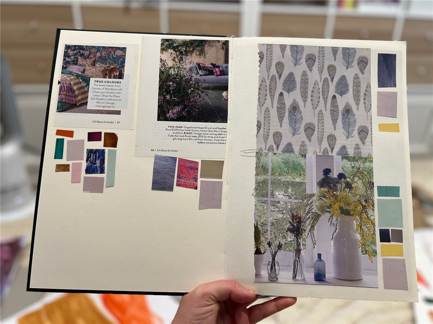 Magazine clipping glued into Neli Chaneva's color inspiration book
