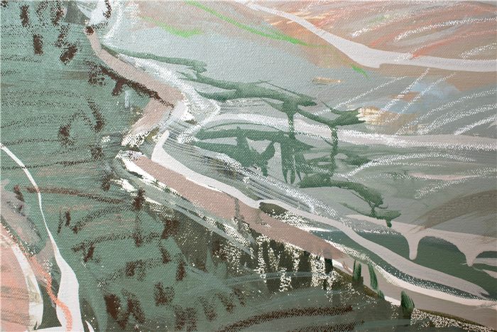 Close-up of the brushwork in River Path by Neli Chaneva